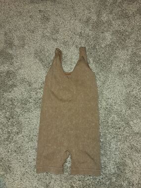 Better Be Brown Ribbed Jumpsuit Romper